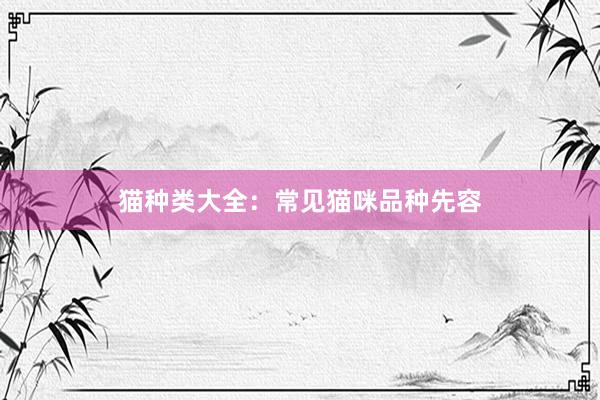 猫种类大全：常见猫咪品种先容
